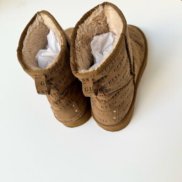 Guess Cream Faux Fur Lined Brown Mid Calf Boots Women's size 8 - Picture 10 of 11